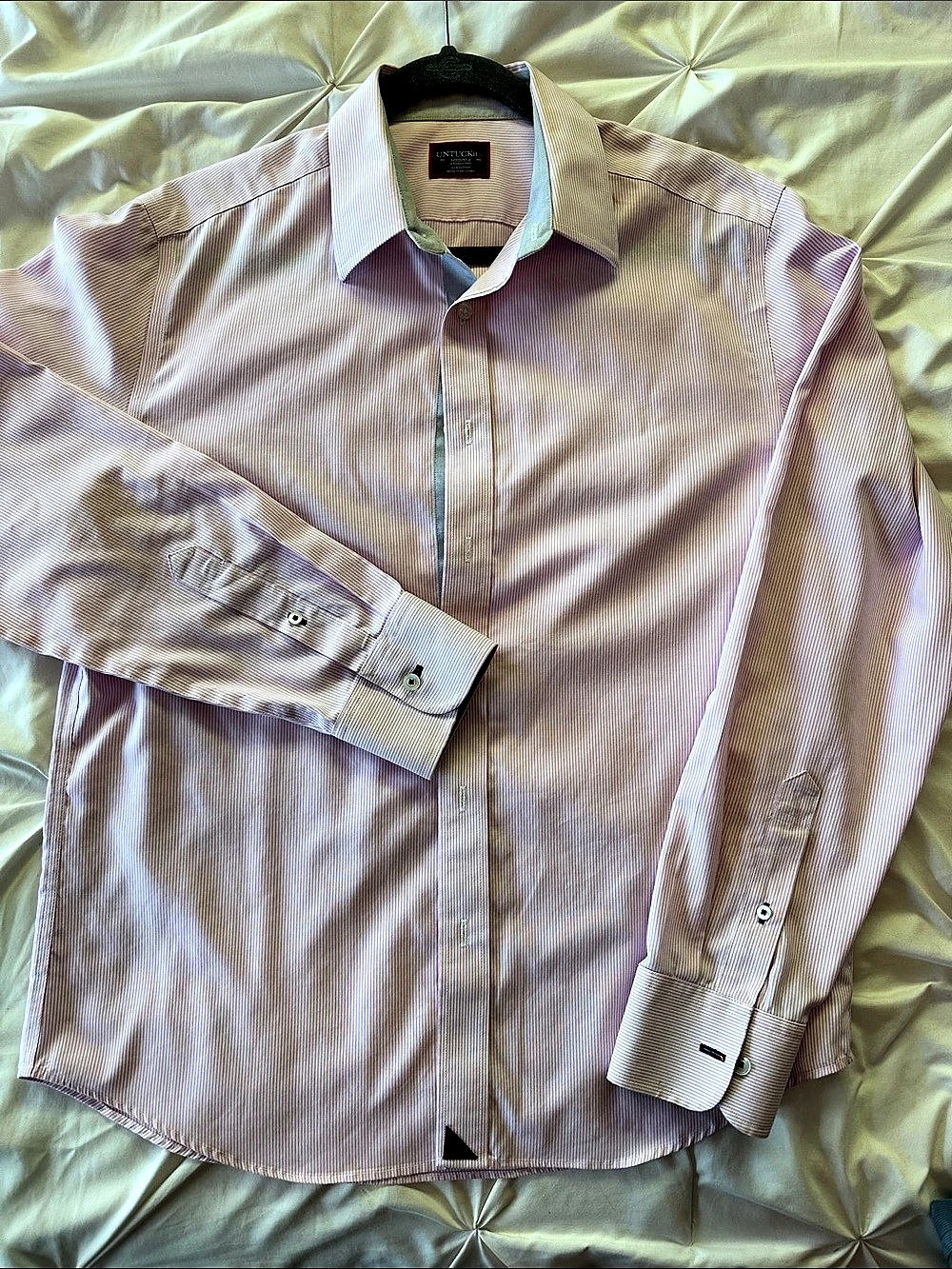 UNTUCKit Douro Shirt Striped Dress Shirt Pink & White Medium